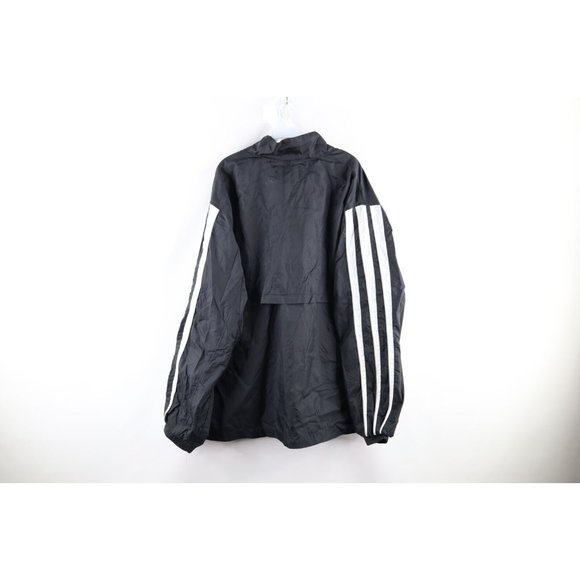 Vintage 90s Adidas Mens XL Spell Out Striped Lined Full Zip Windbreaker Jacket - Picture 10 of 12